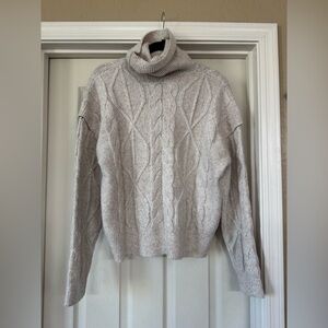 Elie Tahari Cream Cable Knit Turtleneck Sweater